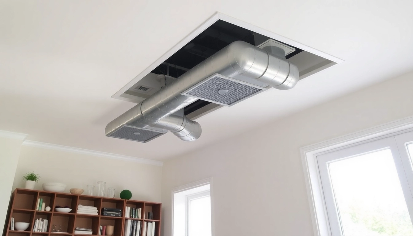 Air duct cleaning salt lake city: Professional technicians performing air duct cleaning in a bright home environment.