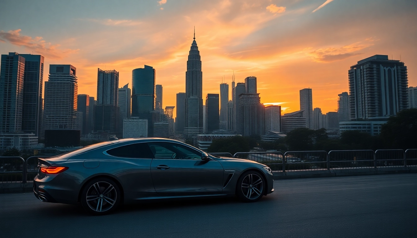 Rent a cheap car with driver in Kuala Lumpur against a stunning urban backdrop.