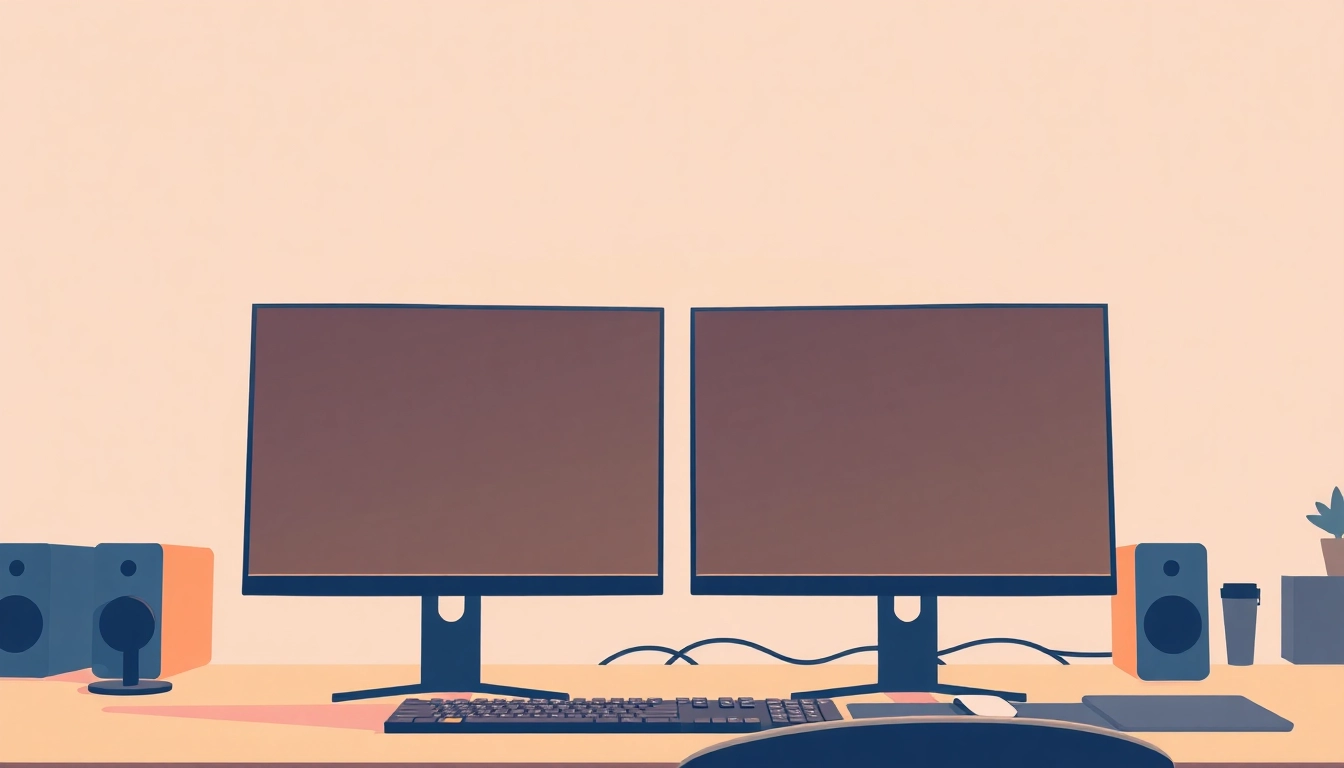 Setting up a dual monitor install to enhance productivity in a sleek workspace.