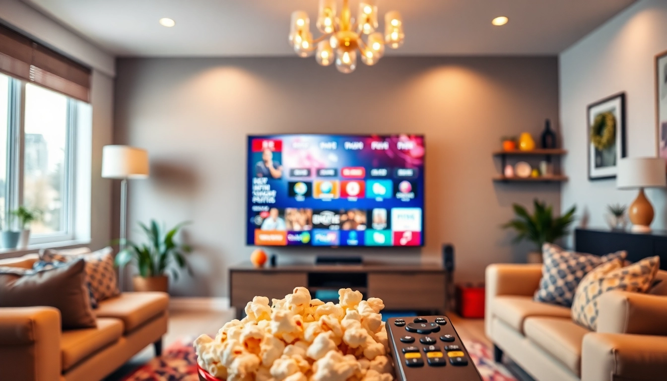 Engage in a free iptv trial with vibrant IPTV service display on a cozy living room TV.